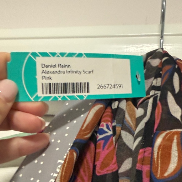 Daniel Rainn Black Infinity Scarf with Pink and Orange Floral Print - Picture 5 of 5